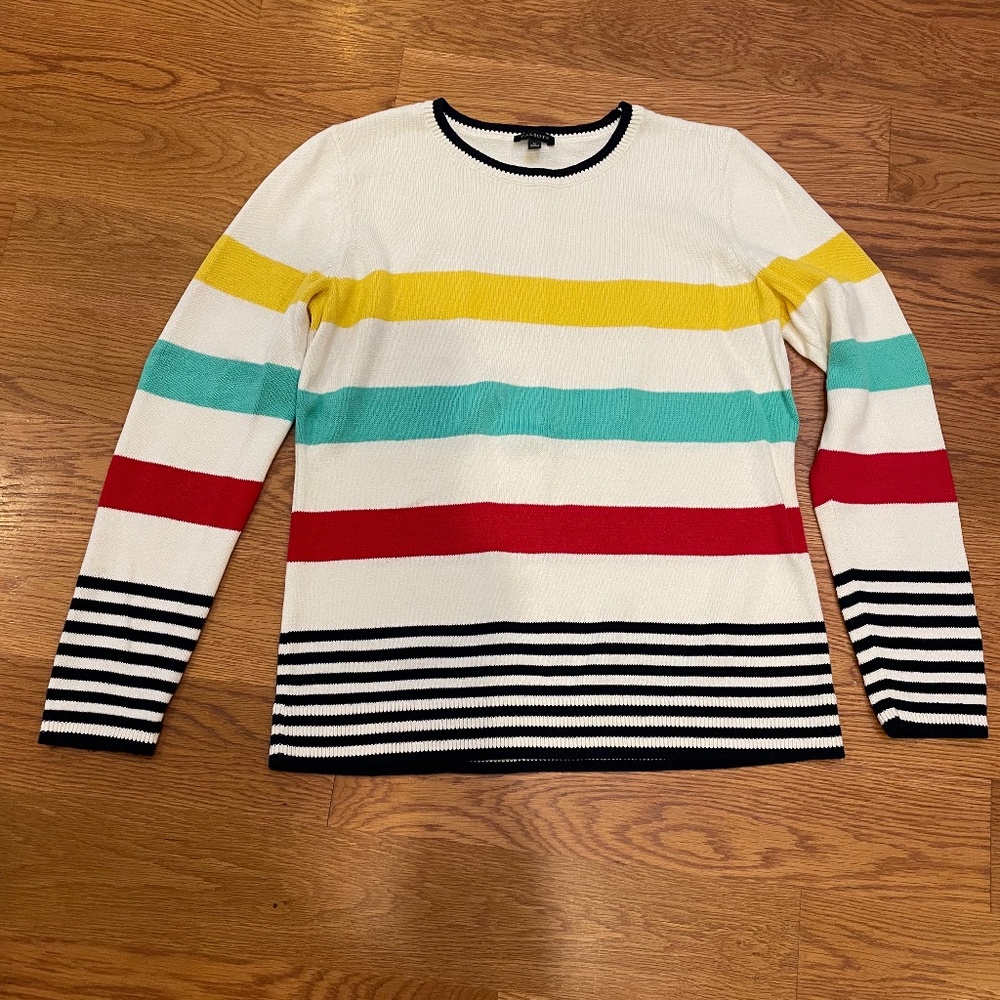 Talbots Bold Striped Pima Cotton Sweater, Size M